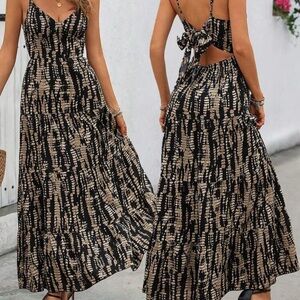 SHEIN Black and Tan Backless Dress